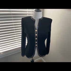 St John Collection jacket blk w/ gold buttons sz 8